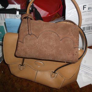 Crochet leather crossbody